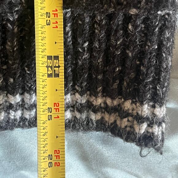 Anthropologie Nia Hooded Geometric Cardigan Gray White Blue Wool Blend S Petite - Picture 9 of 9